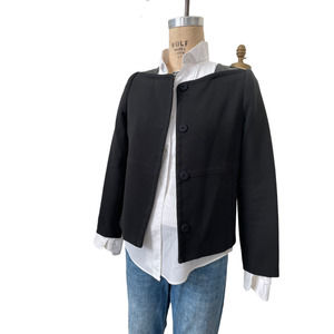 Milly Women's Black Leather Open‎ Draped Laser Cut Jacket Size o